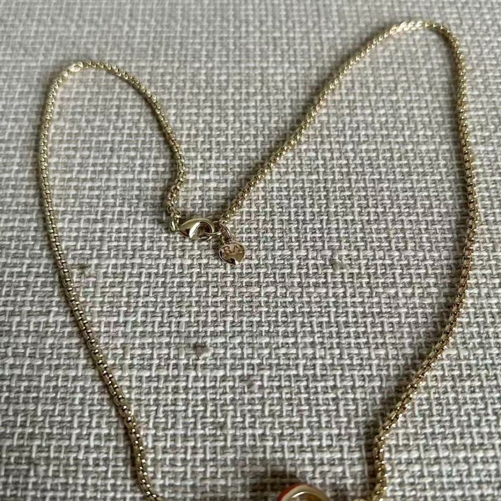 Roxanne Assoulin The Box Chain Charm Necklace Orange Gold Micro Puffy Heart - Picture 4 of 4
